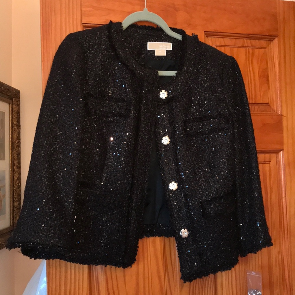 Michael Kors Black Tweed & Sequin 2 Piece Suit